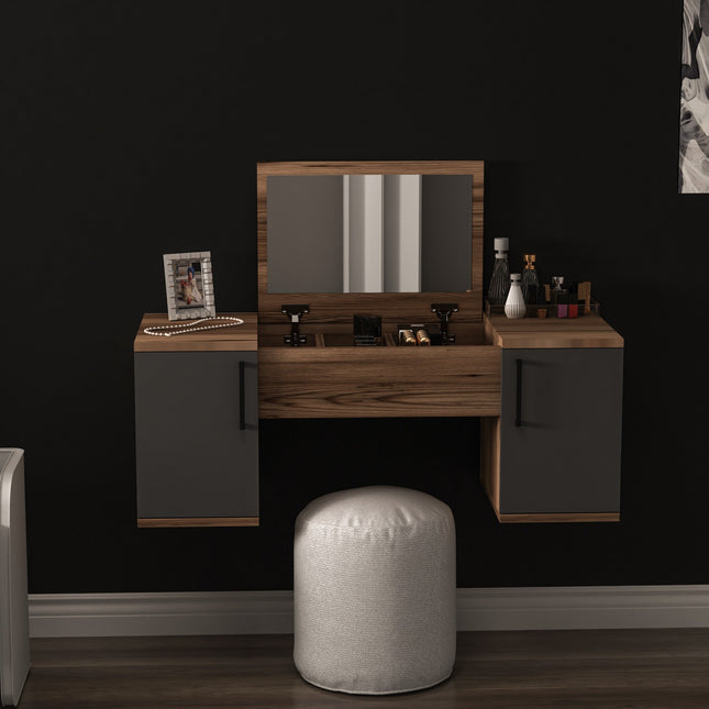 Fésülködő asztal Mercan - Light Walnut, Anthracite-VASBÚTOR