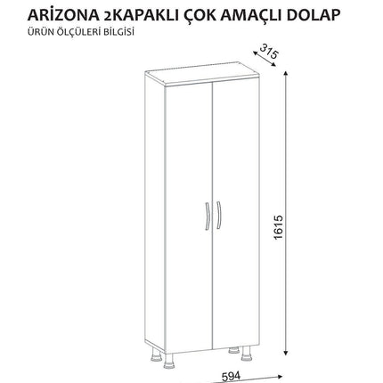 Fürdőszoba szekrény Arizona 2 Kapak - Fehér-VASBÚTOR