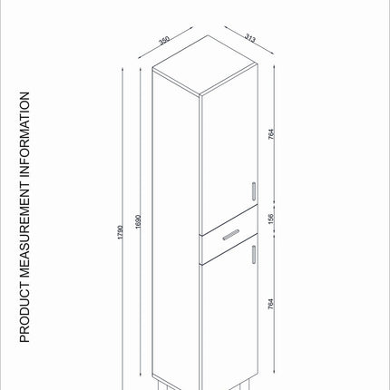 Fürdőszoba szekrény Selin 2 Doors 1 Drawer-VASBÚTOR