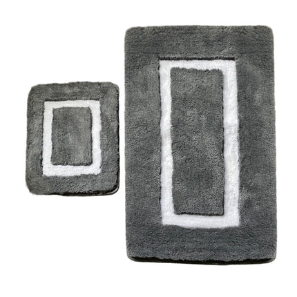 Fürdőszobaszőnyeg Szett (2 db) Quadrato Frame - Antracit-VASBÚTOR