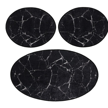 Fürdőszobaszőnyeg Szett (3 db) Marble - Fekete-VASBÚTOR