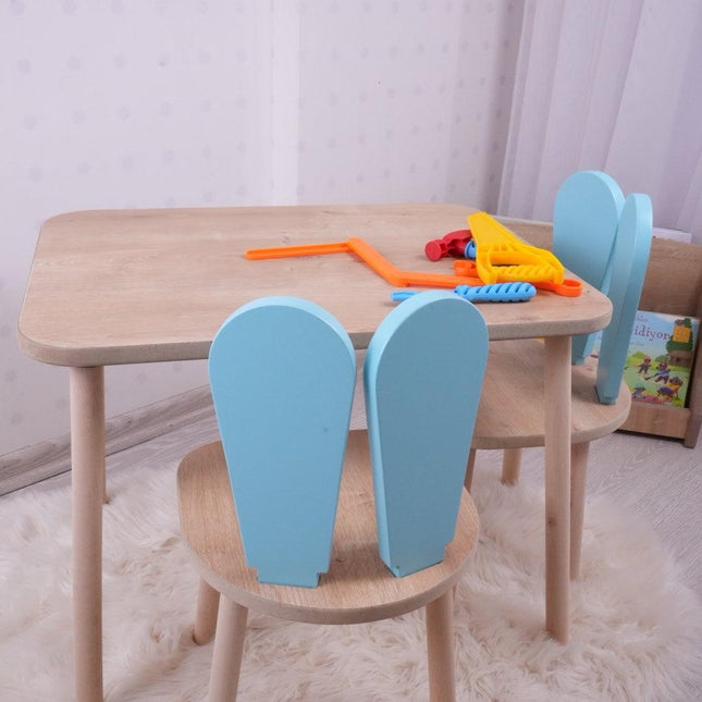 Gyerekasztal székekkel Bunny One Chair Set - Baby Blue, Brown-VASBÚTOR