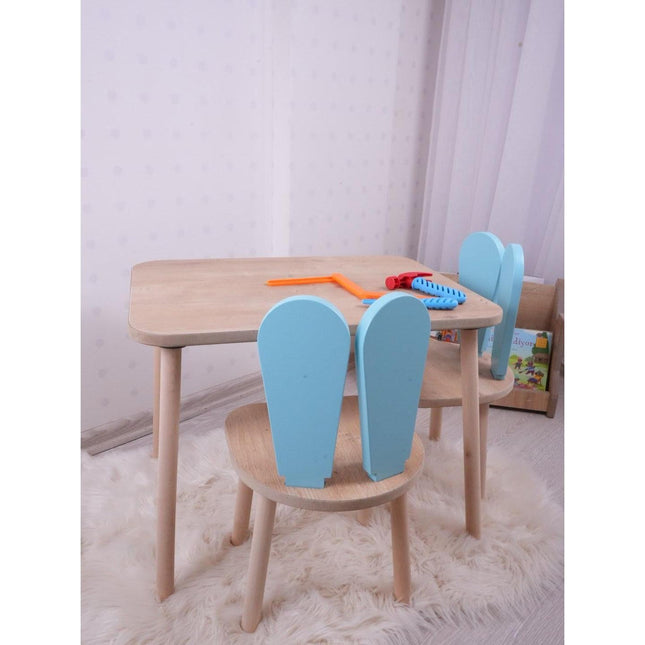 Gyerekasztal székekkel Bunny One Chair Set - Baby Blue, Brown-VASBÚTOR