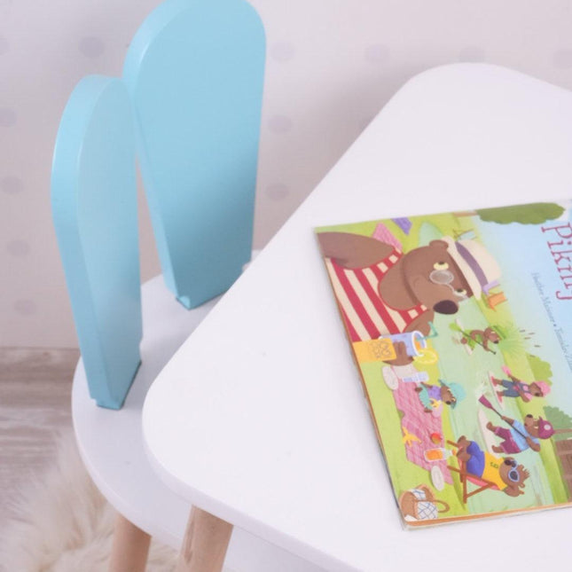 Gyerekasztal székekkel Bunny One Chair Set - Baby Blue, White-VASBÚTOR