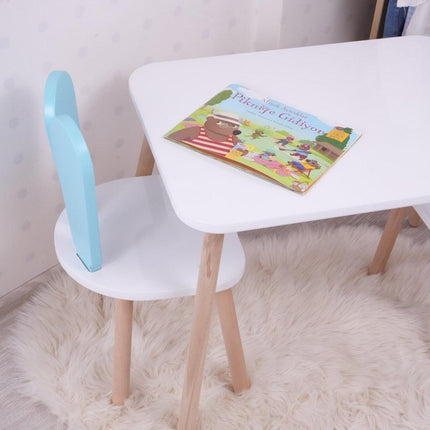 Gyerekasztal székekkel Bunny One Chair Set - Baby Blue, White-VASBÚTOR