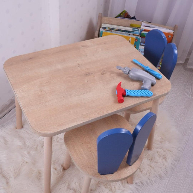 Gyerekasztal székekkel Bunny One Chair Set - Blue, Brown-VASBÚTOR