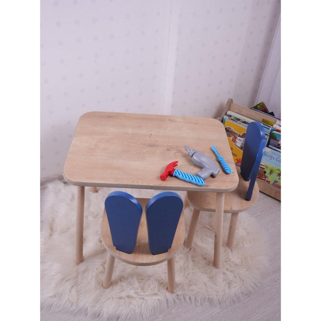 Gyerekasztal székekkel Bunny One Chair Set - Blue, Brown-VASBÚTOR