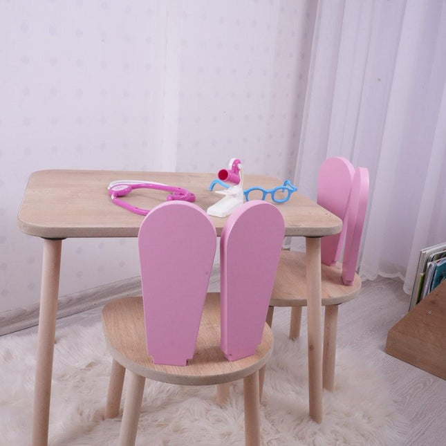 Gyerekasztal székekkel Bunny One Chair Set - Pink, Brown-VASBÚTOR