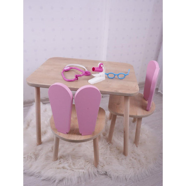 Gyerekasztal székekkel Bunny One Chair Set - Pink, Brown-VASBÚTOR