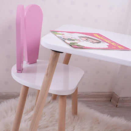 Gyerekasztal székekkel Bunny One Chair Set - Pink, White-VASBÚTOR