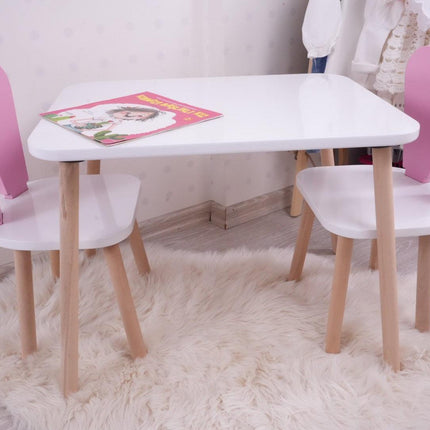 Gyerekasztal székekkel Bunny One Chair Set - Pink, White-VASBÚTOR