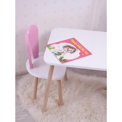 Gyerekasztal székekkel Bunny One Chair Set - Pink, White-VASBÚTOR