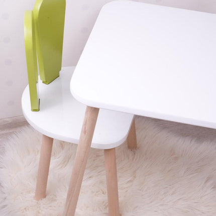Gyerekasztal székekkel Bunny One Chair Set - Pistachio Green, White-VASBÚTOR
