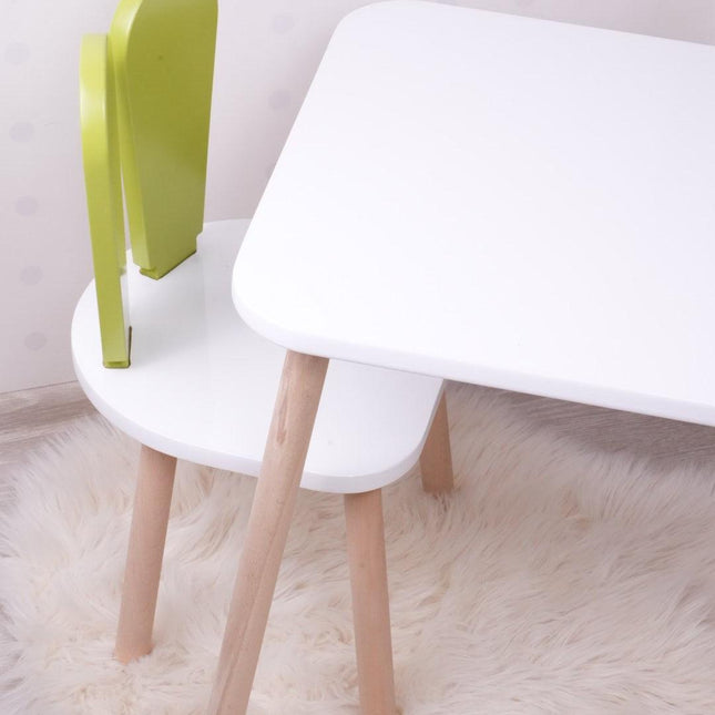 Gyerekasztal székekkel Bunny One Chair Set - Pistachio Green, White-VASBÚTOR