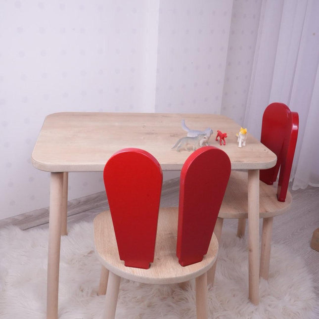Gyerekasztal székekkel Bunny One Chair Set - Red, Brown-VASBÚTOR