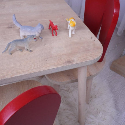 Gyerekasztal székekkel Bunny One Chair Set - Red, Brown-VASBÚTOR