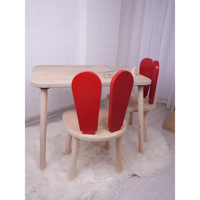 Gyerekasztal székekkel Bunny One Chair Set - Red, Brown-VASBÚTOR