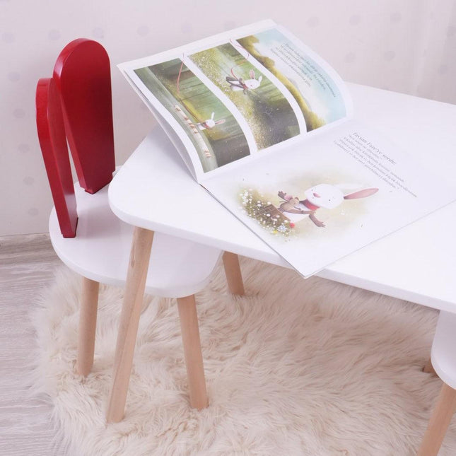 Gyerekasztal székekkel Bunny One Chair Set - Red, White-VASBÚTOR