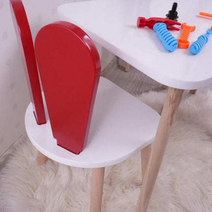 Gyerekasztal székekkel Bunny One Chair Set - Red, White-VASBÚTOR