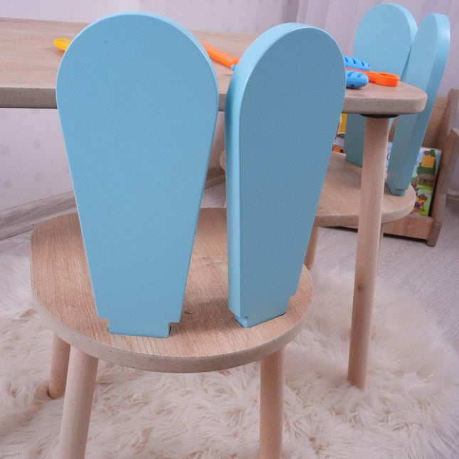 Gyerekasztal székekkel Bunny Two Chair Set - Baby Blue, Brown-VASBÚTOR