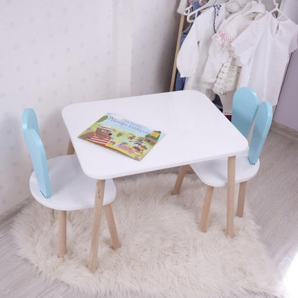 Gyerekasztal székekkel Bunny Two Chair Set - Baby Blue, White-VASBÚTOR