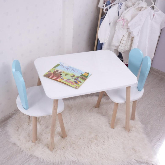Gyerekasztal székekkel Bunny Two Chair Set - Baby Blue, White-VASBÚTOR