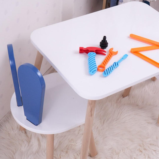Gyerekasztal székekkel Bunny Two Chair Set - Blue, White-VASBÚTOR