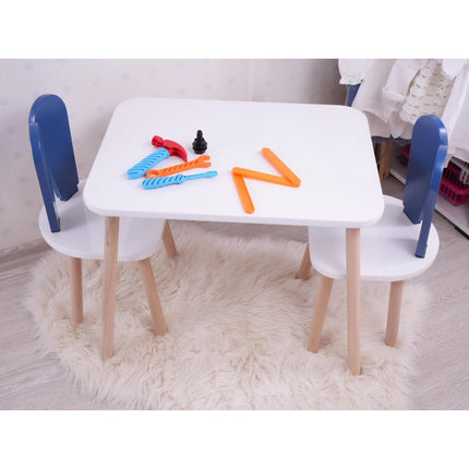 Gyerekasztal székekkel Bunny Two Chair Set - Blue, White-VASBÚTOR