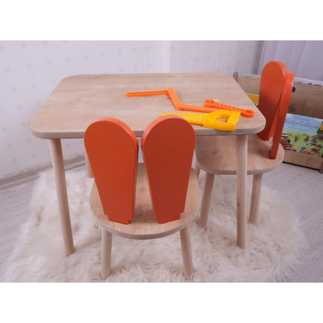 Gyerekasztal székekkel Bunny Two Chair Set - Orange, Brown-VASBÚTOR