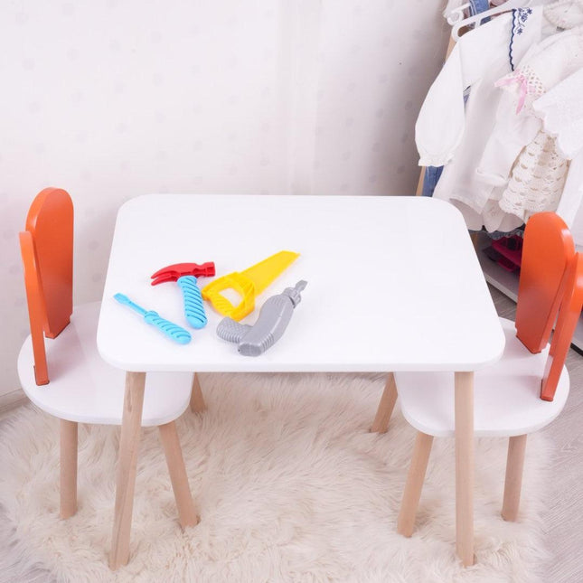 Gyerekasztal székekkel Bunny Two Chair Set - Orange, White-VASBÚTOR
