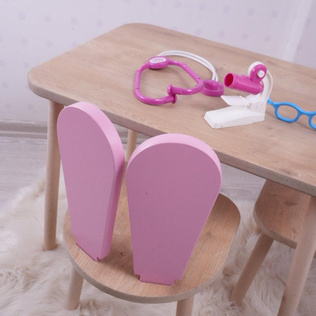 Gyerekasztal székekkel Bunny Two Chair Set - Pink, Brown-VASBÚTOR