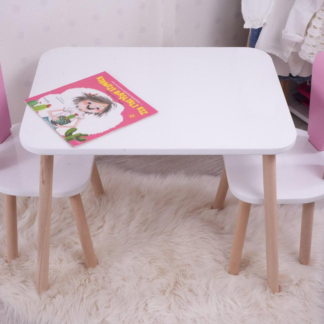 Gyerekasztal székekkel Bunny Two Chair Set - Pink, White-VASBÚTOR