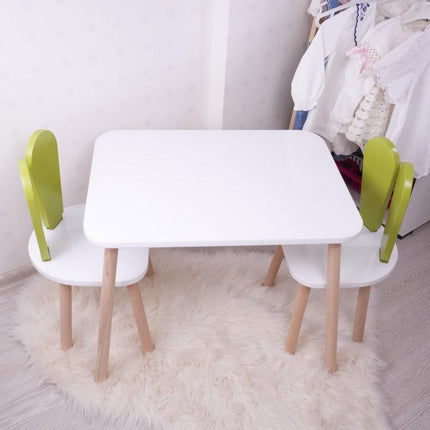 Gyerekasztal székekkel Bunny Two Chair Set - Pistachio Green, White-VASBÚTOR