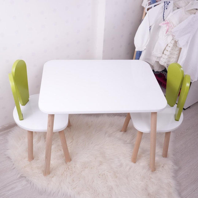 Gyerekasztal székekkel Bunny Two Chair Set - Pistachio Green, White-VASBÚTOR