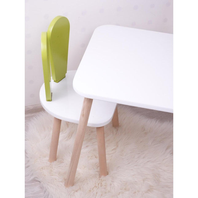 Gyerekasztal székekkel Bunny Two Chair Set - Pistachio Green, White-VASBÚTOR