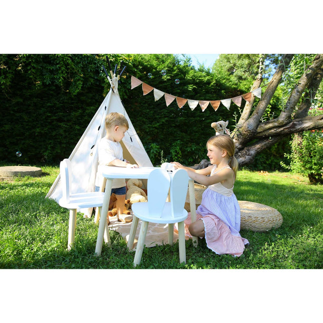 Gyerekasztal székekkel Bunny Two Chair Set - White-VASBÚTOR