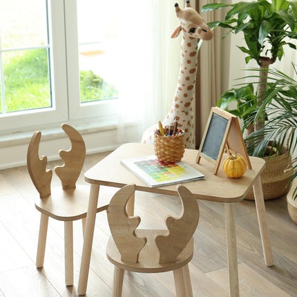 Gyerekasztal székekkel Deer Two Chair Set - Brown-VASBÚTOR