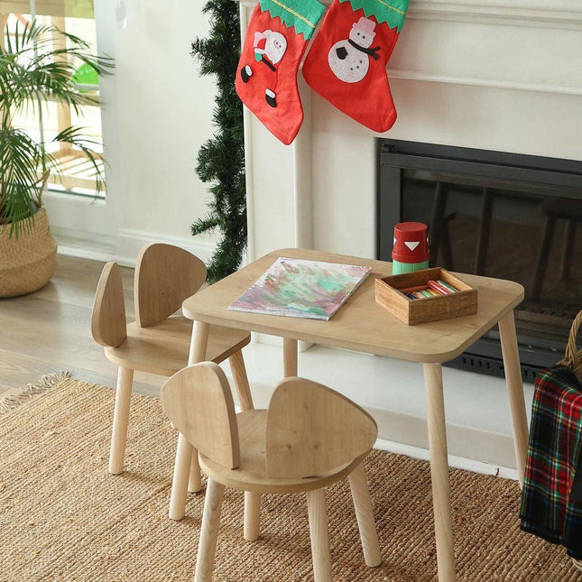Gyerekasztal székekkel Mickey Two Chair Set - Brown-VASBÚTOR