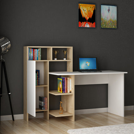 Íróasztal Bugra - White, Oak-VASBÚTOR