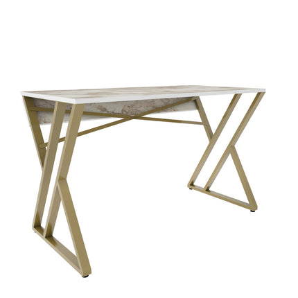 Íróasztal Gyza - White, Gold-VASBÚTOR