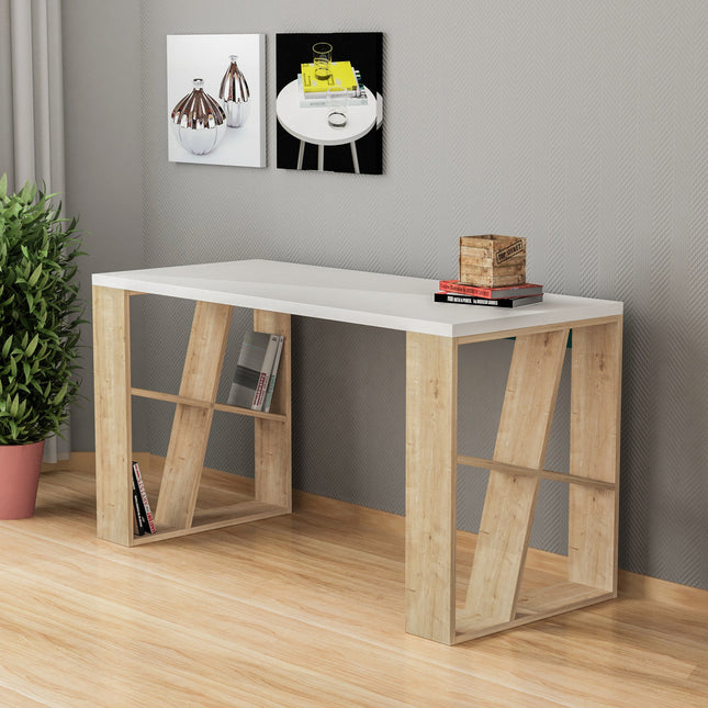 Íróasztal Honey - White, Oak-VASBÚTOR