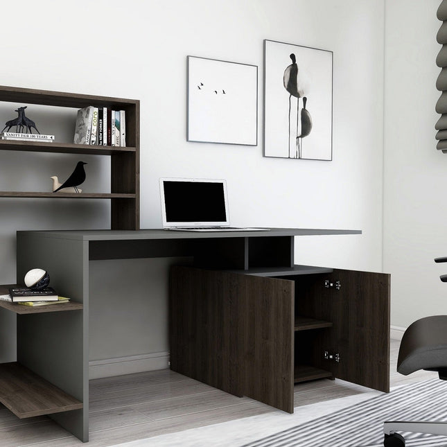 Íróasztal Melis - Walnut, Anthracite-VASBÚTOR