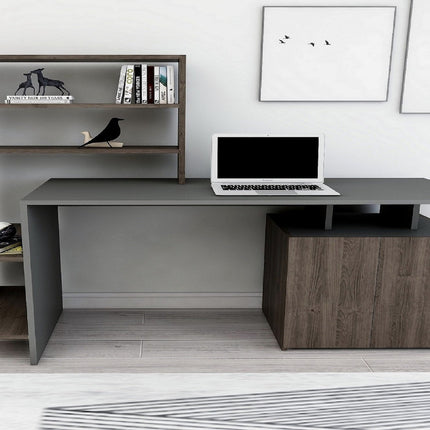Íróasztal Melis - Walnut, Anthracite-VASBÚTOR