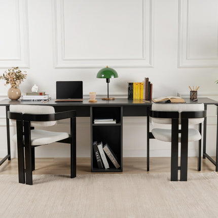 Íróasztal Twin Study Desk - Antracit, Fekete-VASBÚTOR