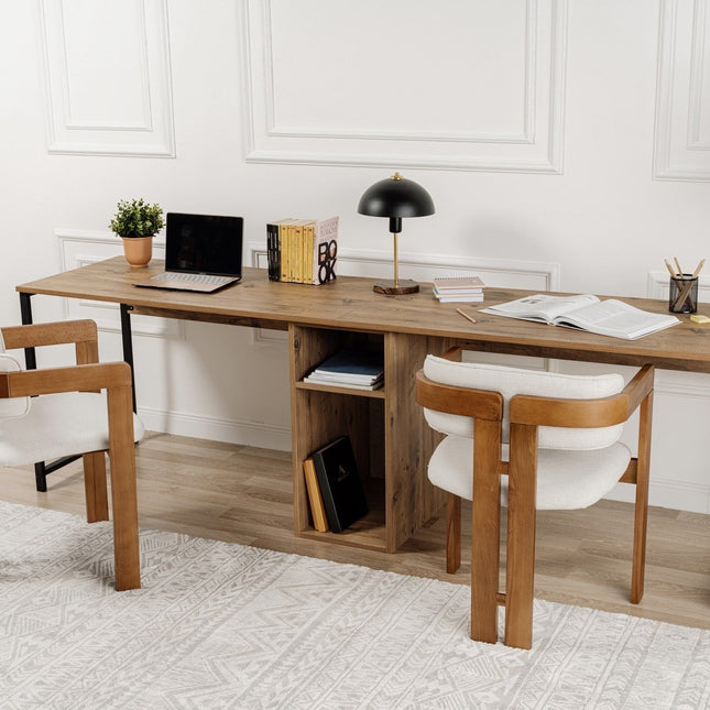 Íróasztal Twin Study Desk - Atlantic Pine, Fekete-VASBÚTOR