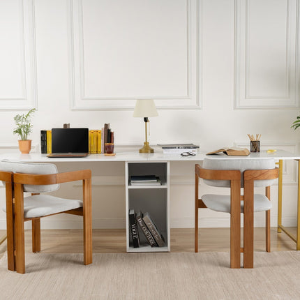 Íróasztal Twin Study Desk - Fehér, Arany-VASBÚTOR
