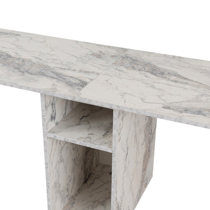 Íróasztal Twin Study Desk - Freesia Marble, Fekete-VASBÚTOR