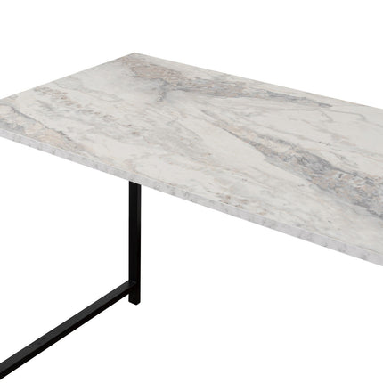 Íróasztal Twin Study Desk - Freesia Marble, Fekete-VASBÚTOR