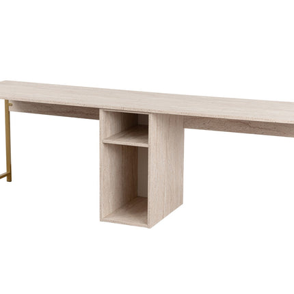 Íróasztal Twin Study Desk - Travertine, Arany-VASBÚTOR