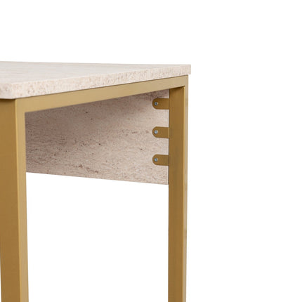 Íróasztal Twin Study Desk - Travertine, Arany-VASBÚTOR